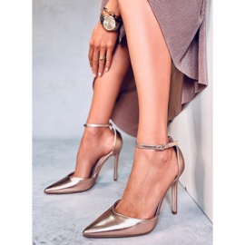 Zapatos de tacón metalizados de mujer Christa Champagne rosado 4