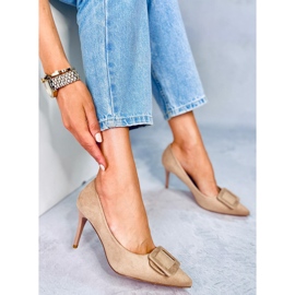 Bombas en un tacón de aguja Fiona Khaki beige 1