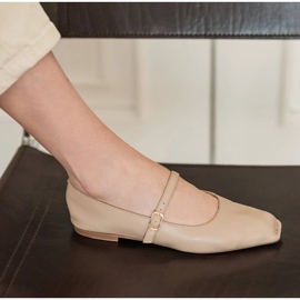 Marco Shoes Bailarinas estilo Mary Jane beige 7