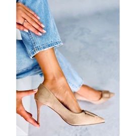 Bombas en un tacón de aguja Fiona Khaki beige 5