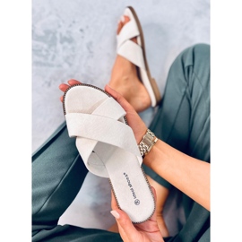 BM Zapatillas casa de mujer Alyson Beige con forma de cruz 5