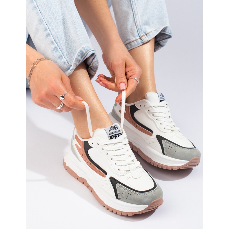 Zapatillas de mujer con suela gruesa Shelovet blanco. 1