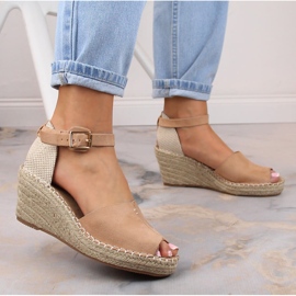 Alpargatas mujer eVento 4576 sandalias cuña beige 4