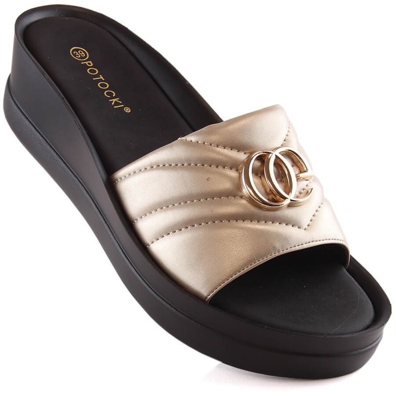 Chanclas mujer cuña doradas Potocki YQ21001 dorado 1