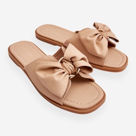 Pantuflas De Mujer Con Lazo Beige Becky 1