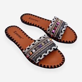 Pantuflas con adornos negros Bellisa para mujer 8