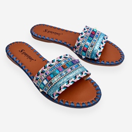 Pantuflas de mujer con adornos azules Bellisa 8