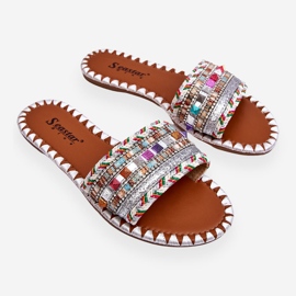 Sandalias Adornadas Mujer Blanco Bellisa plata 7