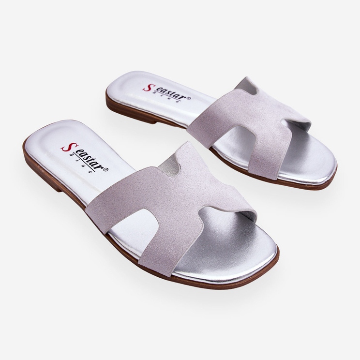 Pantuflas Clásicas Mujer Ante Gris Evana 1