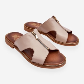 Lemar Pantuflas De Mujer Con Cremallera Decorativa Beige Clarence 8