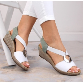 Cómodas sandalias mujer cuña Rieker 624H6-80 blanco 1