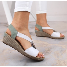 Cómodas sandalias mujer cuña Rieker 624H6-80 blanco 2
