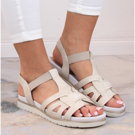 Rieker V5052-80 cómodas sandalias sin cordones para mujer con banda elástica beige 6