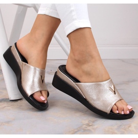 Sandalias mujer cuña con elástico metalizado dorado Vinceza 17247 4