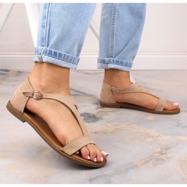 Sandalias mujer planas ante beige Vinceza 17270 5