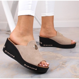 Zapatillas casa cuña mujer ante beige Vinceza 10907 5