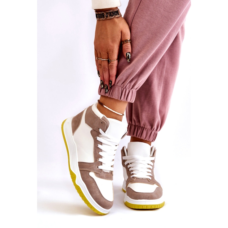 Zapatillas Deportivas Altas Mujer, Deportivas, Blanco y Beige 2