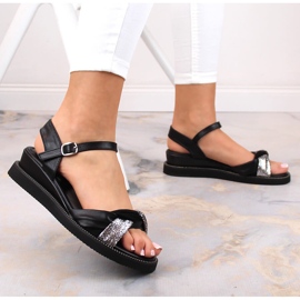 M. DASZYŃSKI Sandalias cuña mujer negras M.Daszyński MR2267-4 negro 5