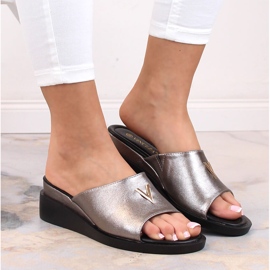 Sandalias mujer cuña con elástico metalizado plata Vinceza 17247 6