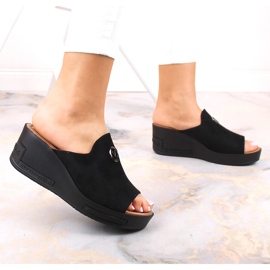 Zapatillas casa mujer cuña ante negro Vinceza 10907 5