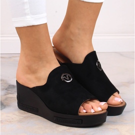 Zapatillas casa mujer cuña ante negro Vinceza 10907 6
