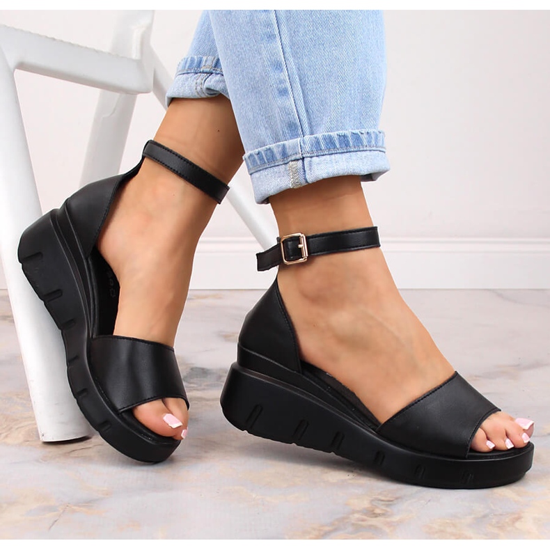 Sandalias mujer en piel negra Filippo DS4455 negro 1