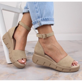 Sandalias piel ante beige para mujer Filippo DS4455 1