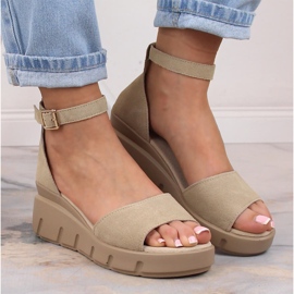 Sandalias piel ante beige para mujer Filippo DS4455 3