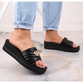 Zapatillas cuña mujer negras Potocki YQ21001 negro 3