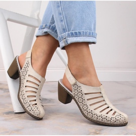 Rieker 40959-60 sandalias beige piel tacón alto 9