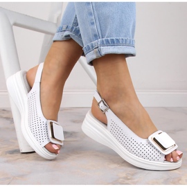 Sandalias mujer cuña piel cómodas blanco S.Barski BN291 1