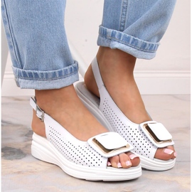 Sandalias mujer cuña piel cómodas blanco S.Barski BN291 3