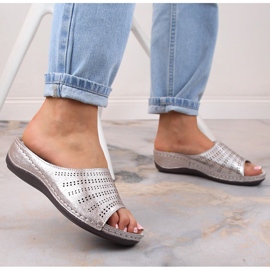 Babuchas mujer cómodas de piel con cuña oro rosa S.Barski BN292 dorado 3