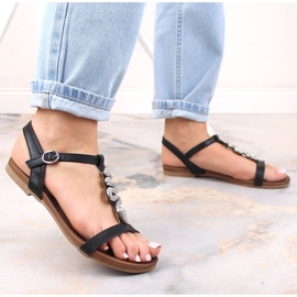 Sandalias mujer planas cómodas con serpiente negro S.Barski Kv 5541-42 3