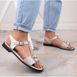 Sandalias mujer planas cómodas beige con circonitas S.Barski 2775-30 2