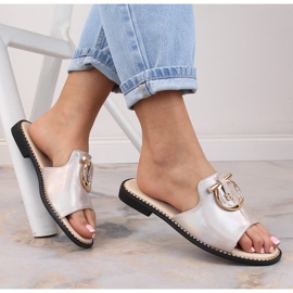 Pantuflas mujer planas cómodas beige S.Barski Kv 2775-32 2