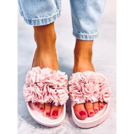 BM Pantuflas Mujer con Flores Traille Rosa rosado 2