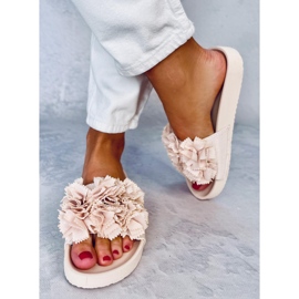 BM Zapatillas casa de flores Traille Beige para mujer 4