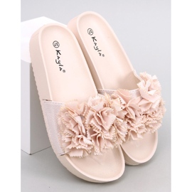 BM Zapatillas casa de flores Traille Beige para mujer 1