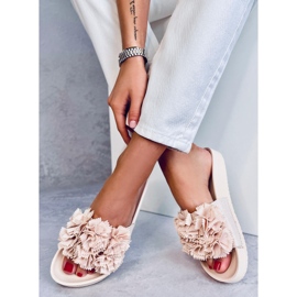 BM Zapatillas casa de flores Traille Beige para mujer 5
