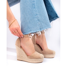 SHELOVET Alpargatas de cuña con estilo beige 3