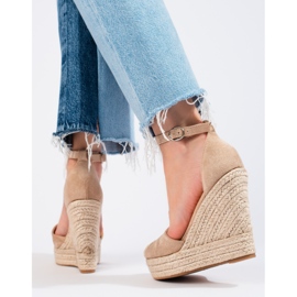 SHELOVET Alpargatas de cuña con estilo beige 1
