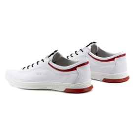 Polbut Zapato casual piel hombre K23 blanco con rojo 4