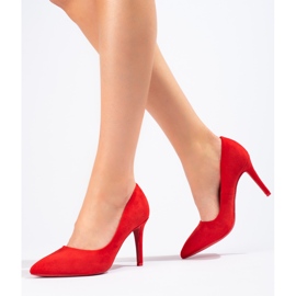 Zapatos de salón de mujer Shelovet en ante rojo 1