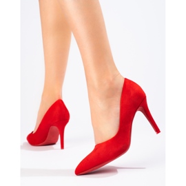 Zapatos de salón de mujer Shelovet en ante rojo 2