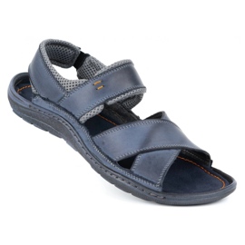 Olivier Sandalias hombre piel 336GT azul marino 2