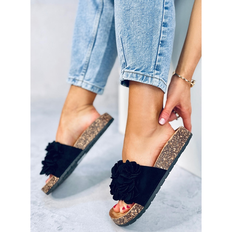 BM Zapatillas casa de corcho con flores de Brice Black negro 1 BM Zapatillas casa de corcho con flores de Brice Black negro 1