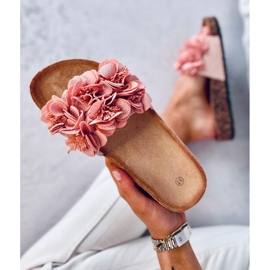 BM Zapatillas casa de corcho con flores Brice Pink rosado 3
