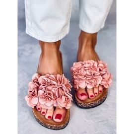 BM Zapatillas casa de corcho con flores Brice Pink rosado 2