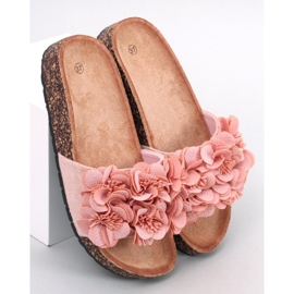 BM Zapatillas casa de corcho con flores Brice Pink rosa 1
